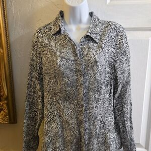 Coldwater Creek Long Sleeve Cotton No Iron Button Down Blouse